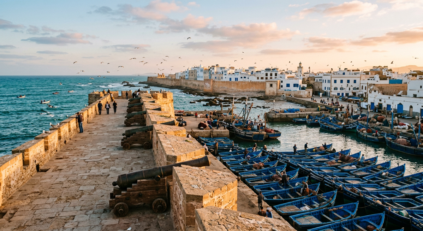 Placeholder image: Windswept Atlantic port with a creative spirit (Essaouira, Marrakech-Safi). Replace with a licensed photograph.